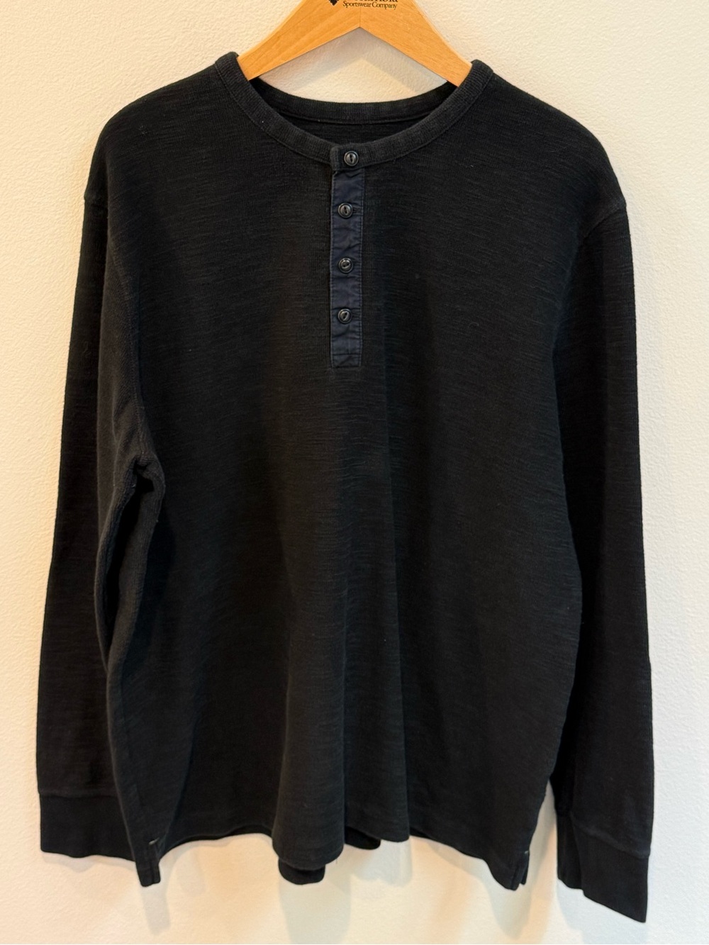Goodfellow & Co Black Thick Long-Sleeve Henley Shirt